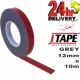 JTape 12mm GREY Double Sided Reinforced Acrylic Foam Adhesive Tape Numberplates