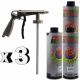 Pro Range 3 x 1 Litre Black Stone Chip + Spray Gun Can be over Painted Paintable
