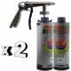 Pro Range 2 x 1 Litre Grey Stone Chip + Spray Gun Can be over Painted Paintable