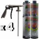 Pro Range 4 x 1 Litre Grey Stone Chip + Spray Gun Can be over Painted Paintable