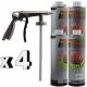 Pro Range 4 x 1 Litre White Stone Chip + Spray Gun Can be over Painted Paintable