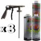 Pro Range 3 x 1 Litre White Stone Chip + Spray Gun Can be over Painted Paintable